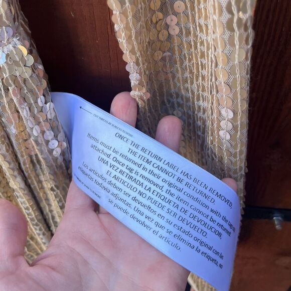 Mac Duggal Drape Skirt Fitted Gold Sequin Dress style 10785 size 6 NWT - Picture 5 of 8